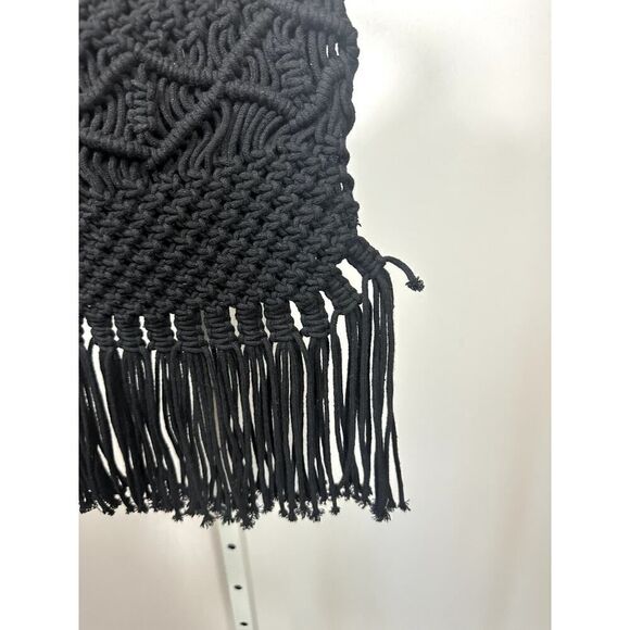 DANIELLE NICOLE Women's Hippie Bohemian Macrame Fringe Crossbody Bag Black - Picture 10 of 11